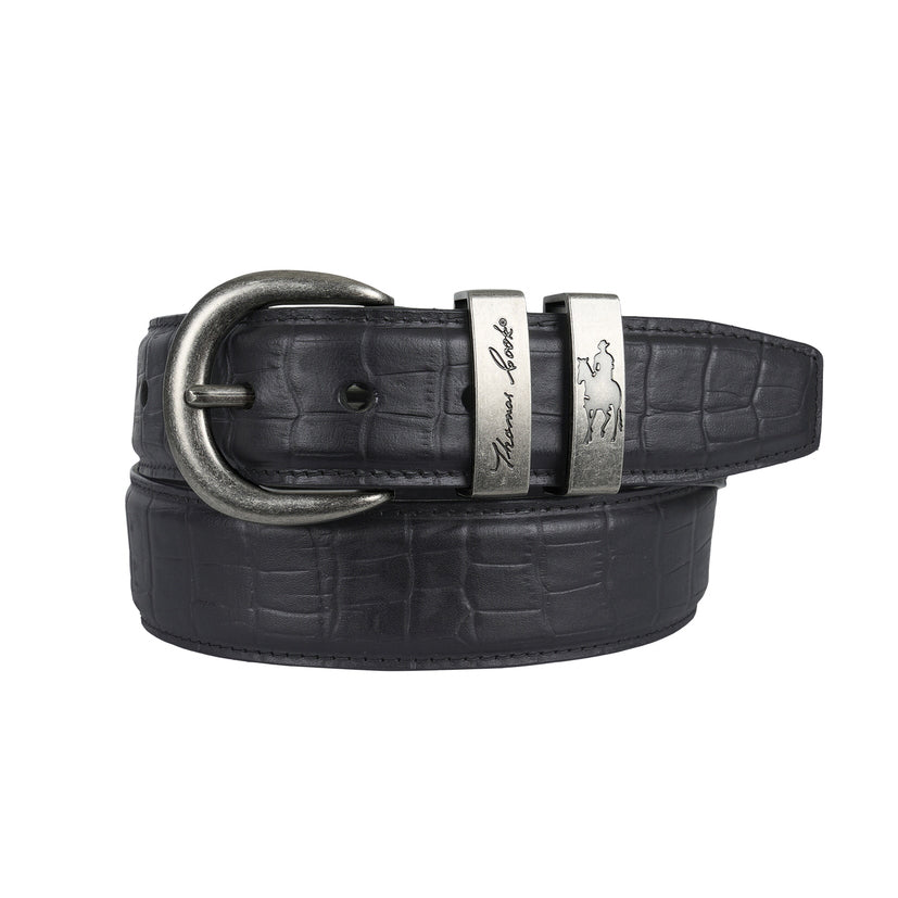 Thomas Cook Mens Croc Twin Keeper Belt (TCP1962BEL) Black