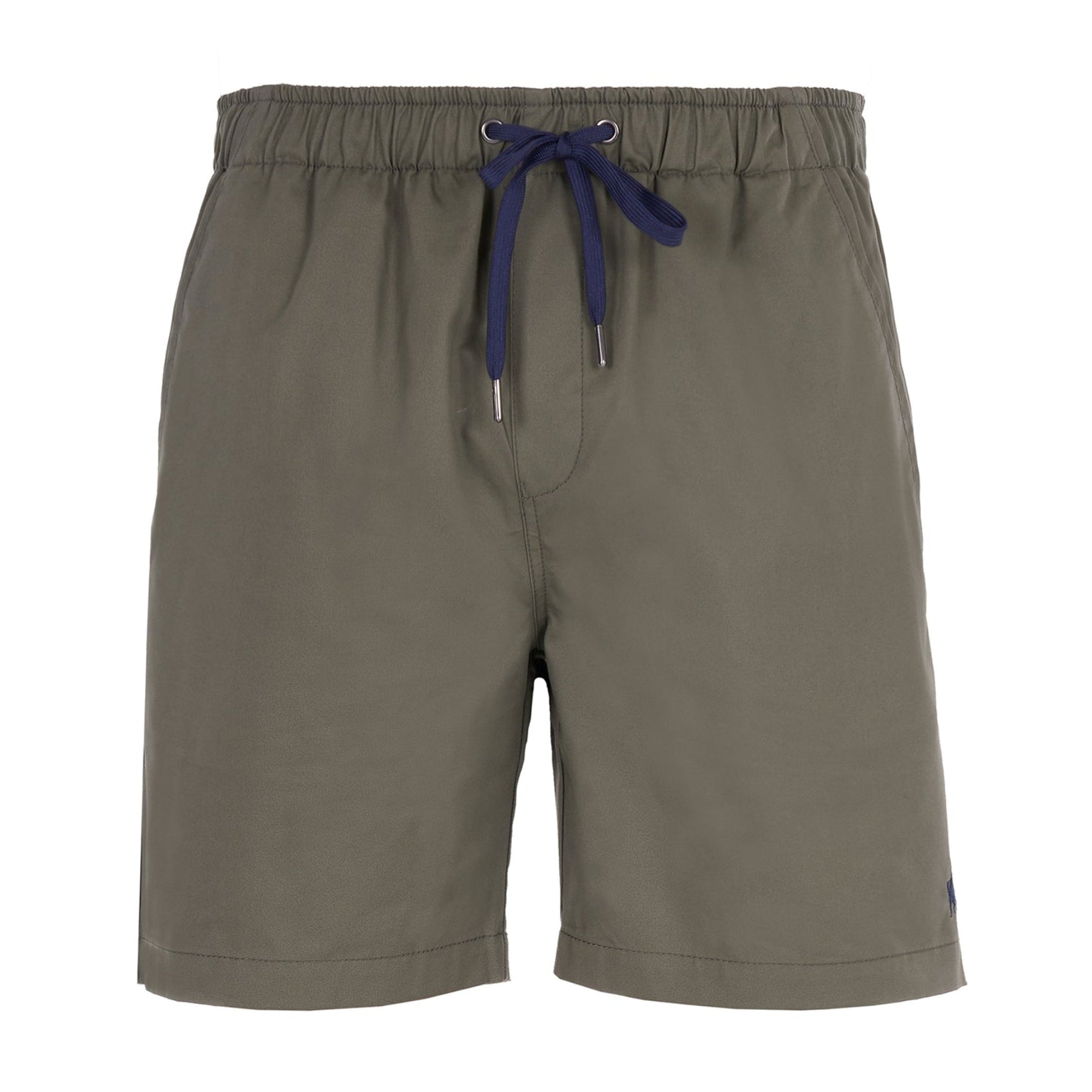 A flat lay of a pair of military green Thomas Cook Men's Darcy Shorts (TCP1309037).