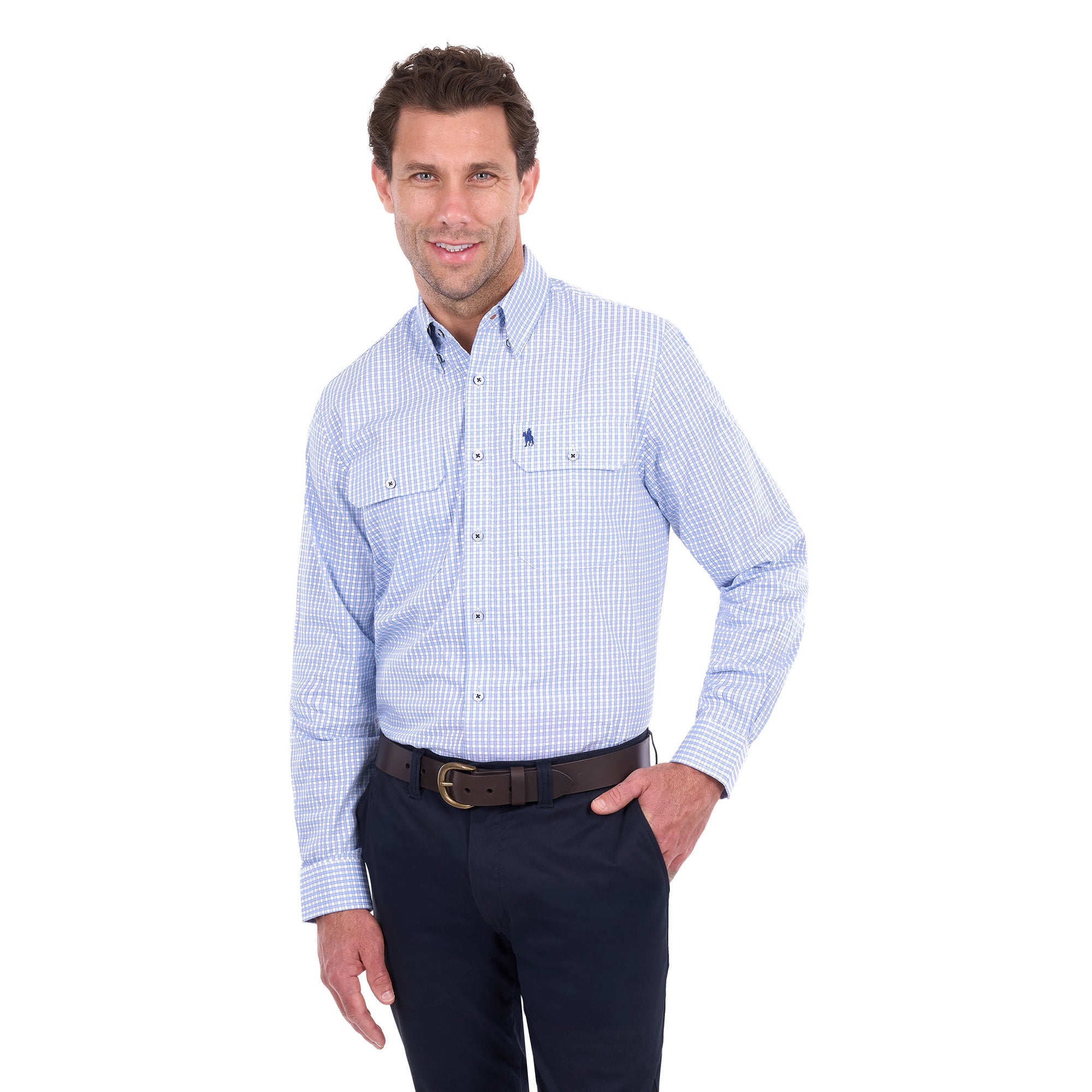 Thomas Cook Mens Isaac L/S Shirt (T6S1115028) Light Blue/White