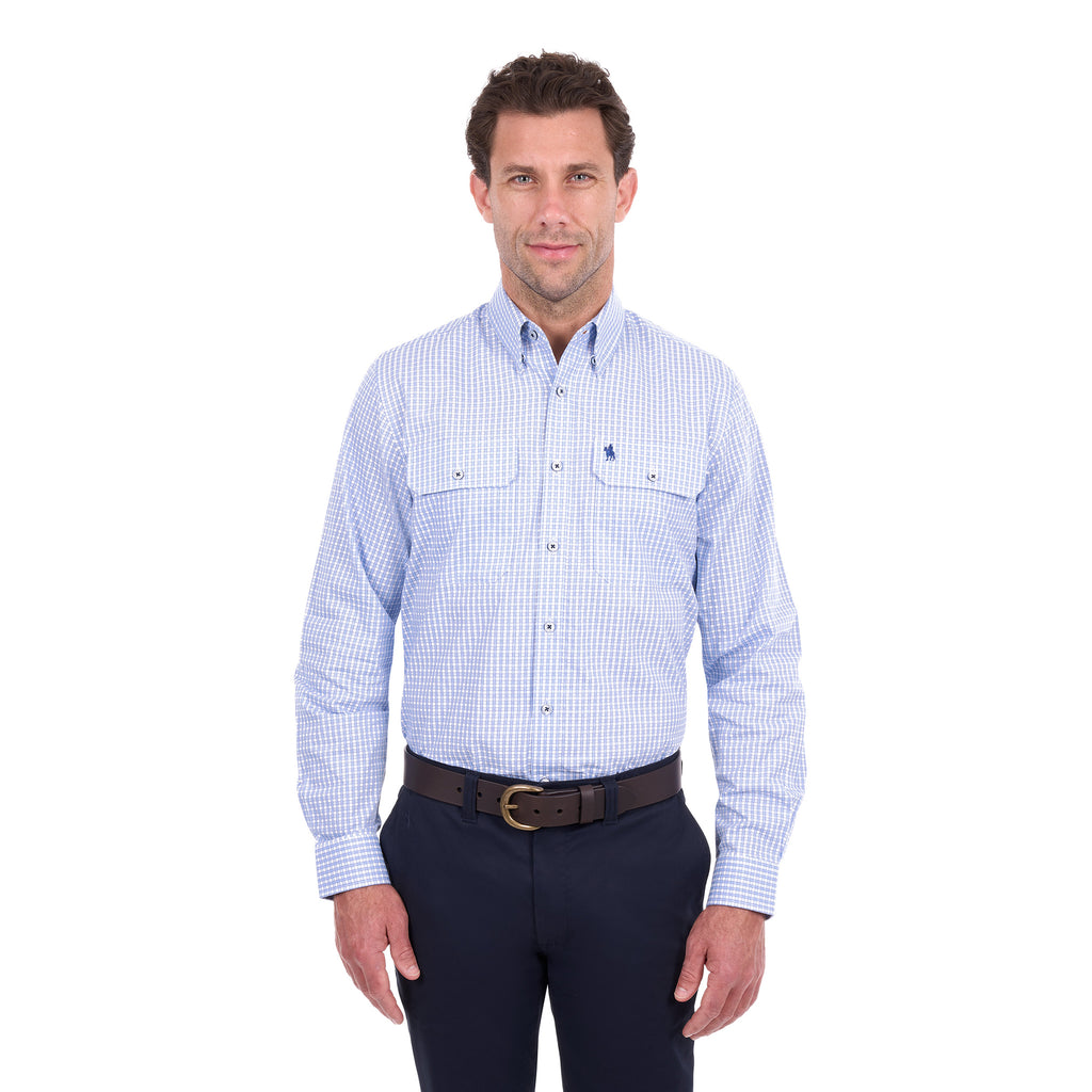 Thomas Cook Mens Isaac L/S Shirt (T6S1115028) Light Blue/White