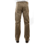 A pair of Thomas Cook Men's Jake Comfort Waist Jeans (TCP1215031) in a mulch colour, shown from behind on a model from the waist down wearing a white shirt and dark brown leather shoes against a white background.