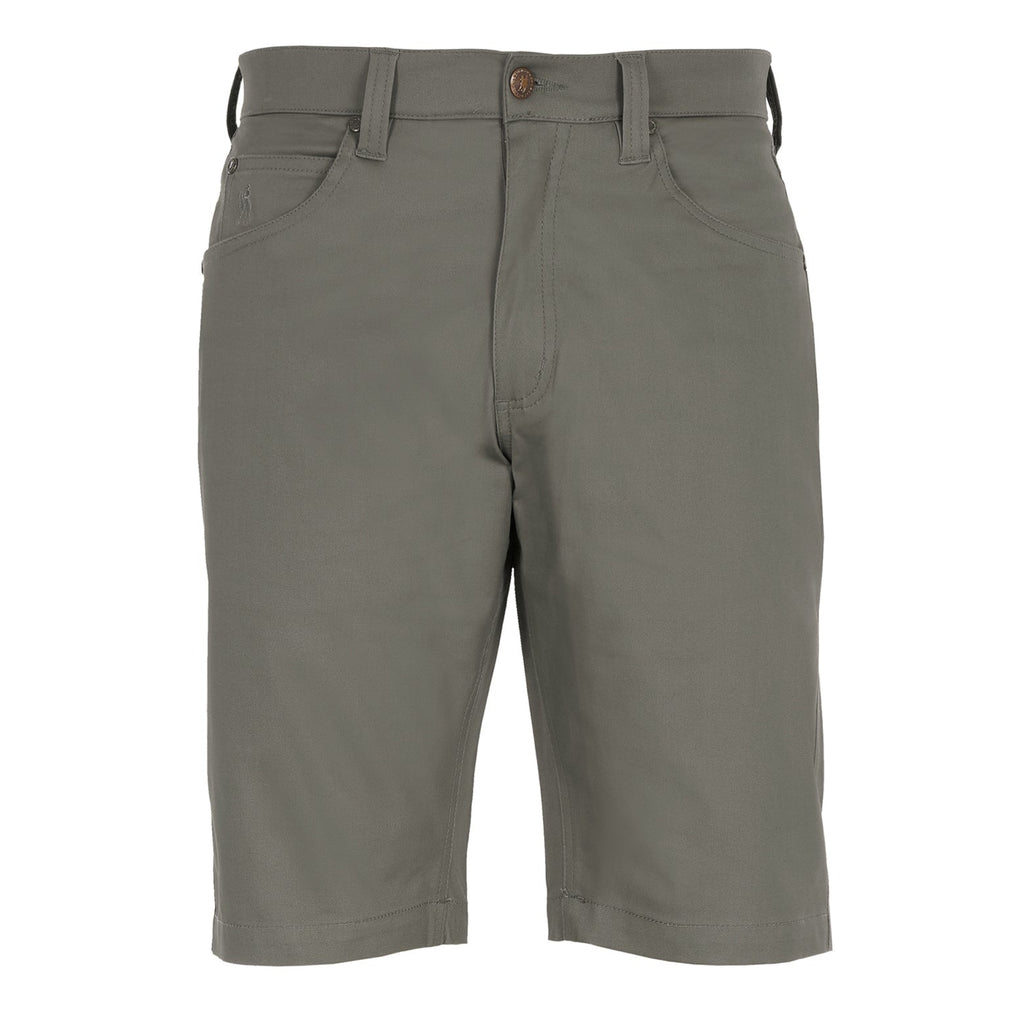 A flat lay of a pair of military green Thomas Cook Men's Jake Comfort Waist Shorts (TCP1307031) photographed against a plain white studio background.