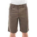 A man wearing mulch coloured  Thomas Cook Men's Jake Comfort Waist Shorts (TCP1307031) with a white shirt partially visible at the top, photographed against a plain white studio background.