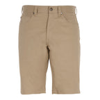 A flat lay of a pair of sand Thomas Cook Men's Jake Comfort Waist Shorts (TCP1307031) photographed against a plain white studio background.