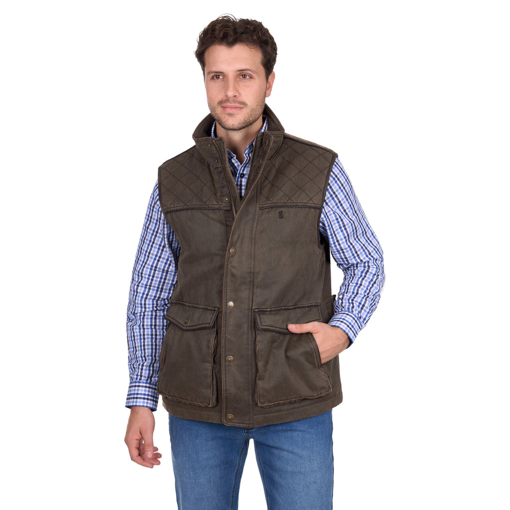 Thomas Cook Mens Marcus  Faux Oilskin Vest (T6W1607173) Rustic Mulch