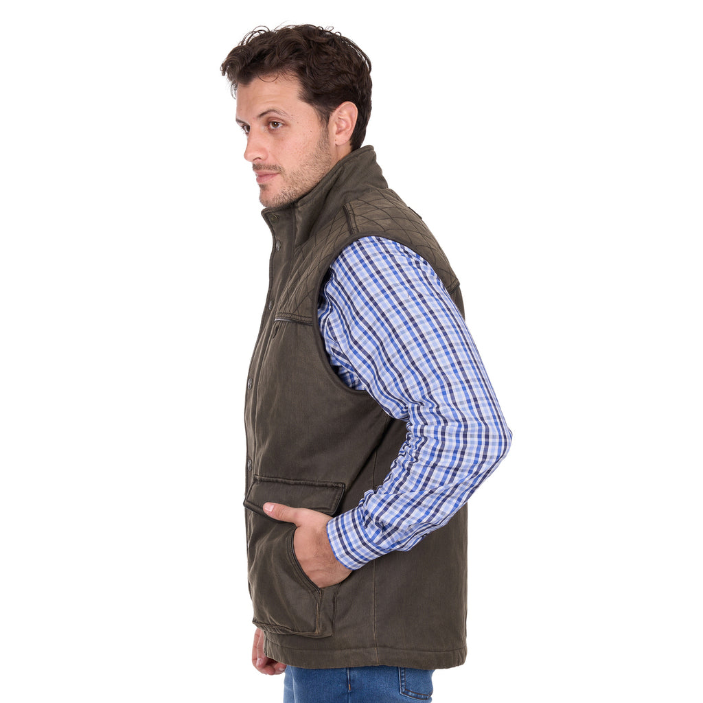 Thomas Cook Mens Marcus  Faux Oilskin Vest (T6W1607173) Rustic Mulch