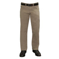 A pair of sand Thomas Cook Men's Stretch Moleskin Jeans (TCP1237007) (TCP1239007) (TCP1241007) with a leather belt and boots on a white background.