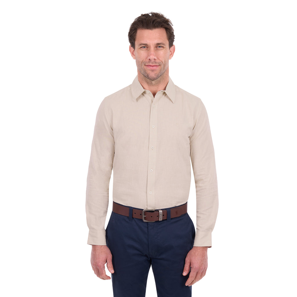 Thomas Cook Mens TC Linen L/S Shirt (T6S1122045) Natural Marle