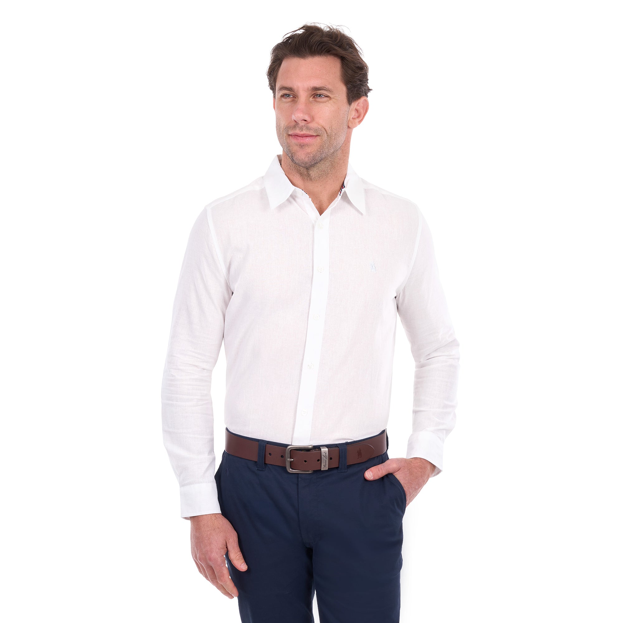 Thomas Cook Mens TC Linen L/S Shirt (T6S1122045) White