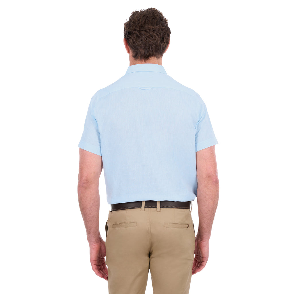 Thomas Cook Mens TC Linen S/S Shirt (T6S1121045) Light Blue Marle