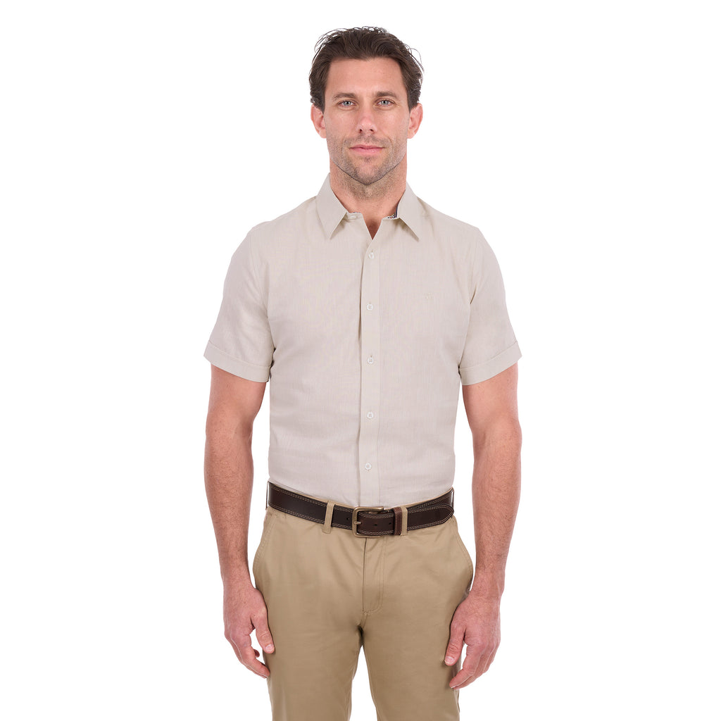 Thomas Cook Mens TC Linen S/S Shirt (T6S1121045) Natural Marle