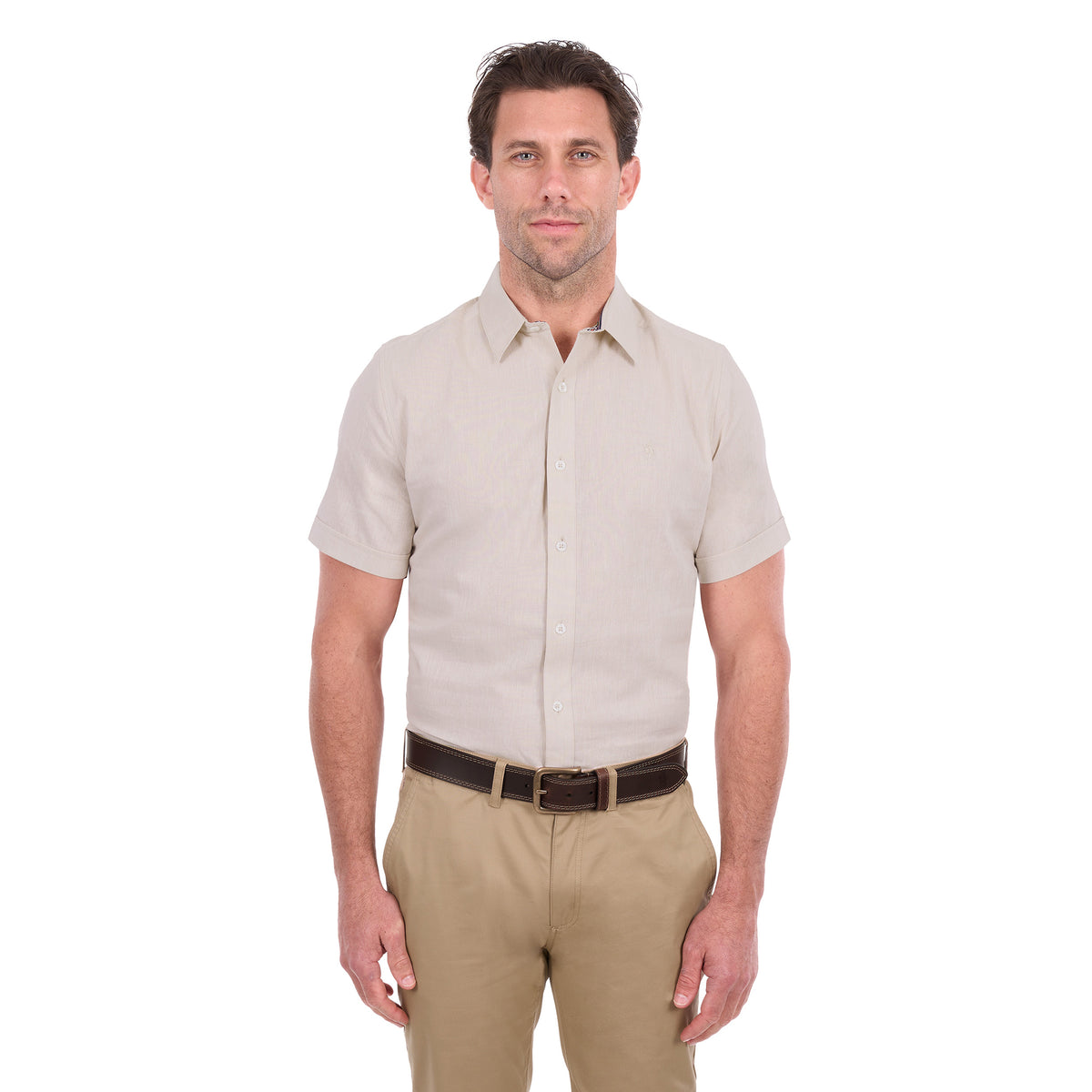 Thomas Cook Mens TC Linen S/S Shirt (T6S1121045) Natural Marle