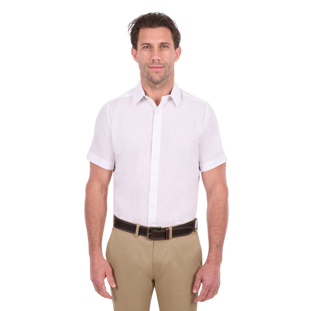 Thomas Cook Mens TC Linen S/S Shirt (T6S1121045) White