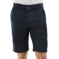 A pair of dark navy Thomas Cook Men's Tailored Fit Mossman Comfort Waist Shorts (TCP1306091) with belt loops, a button closure, and front pockets, shown against a plain white background.