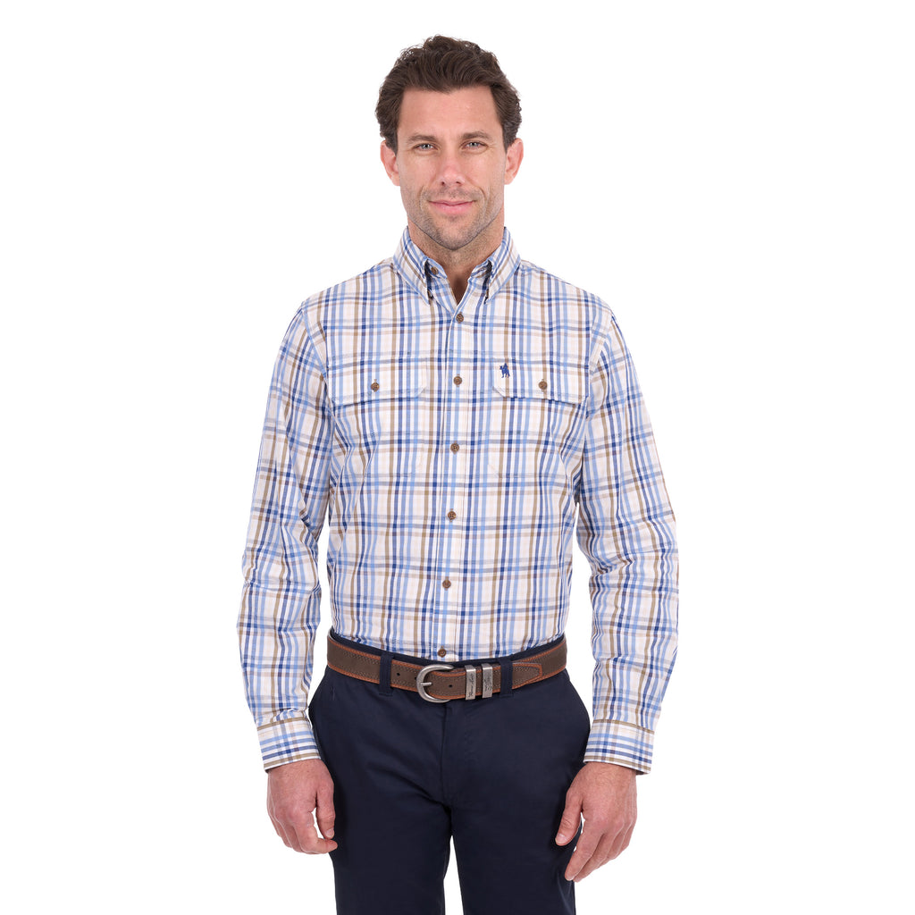 Thomas Cook Mens Tommy L/S Shirt (T6S1115034) Tan/Navy