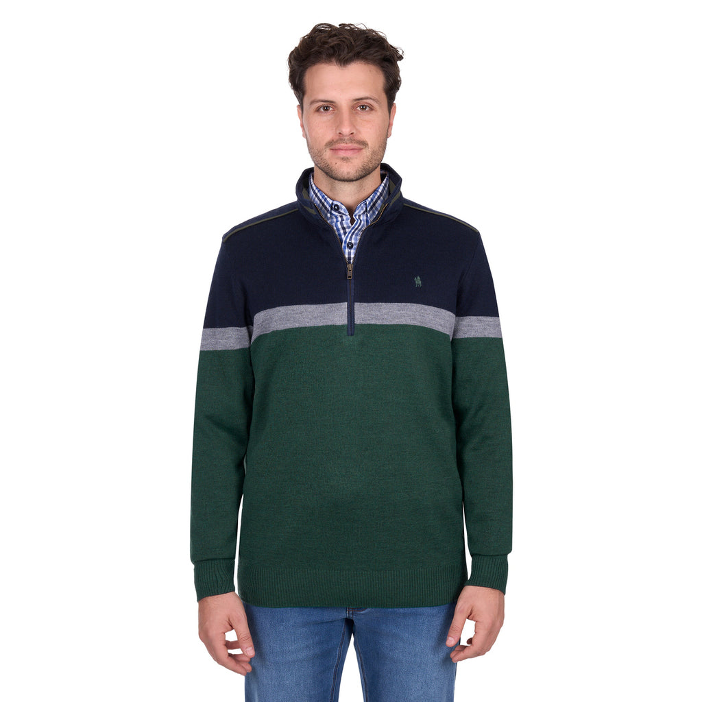 Thomas Cook Mens Troy 1/4 Zip Jumper (T6W1523003) Navy/Green Marle