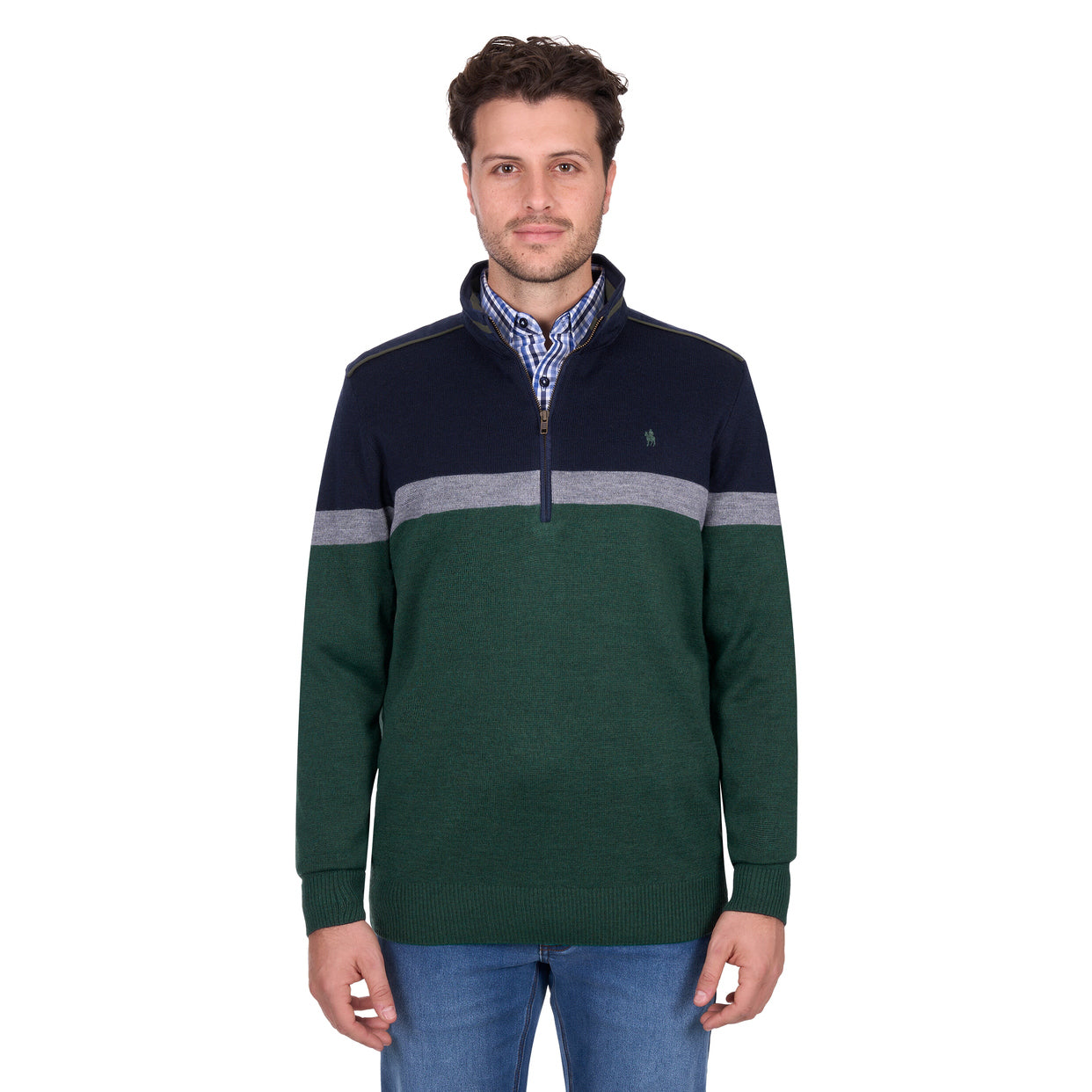 Thomas Cook Mens Troy 1/4 Zip Jumper (T6W1523003) Navy/Green Marle