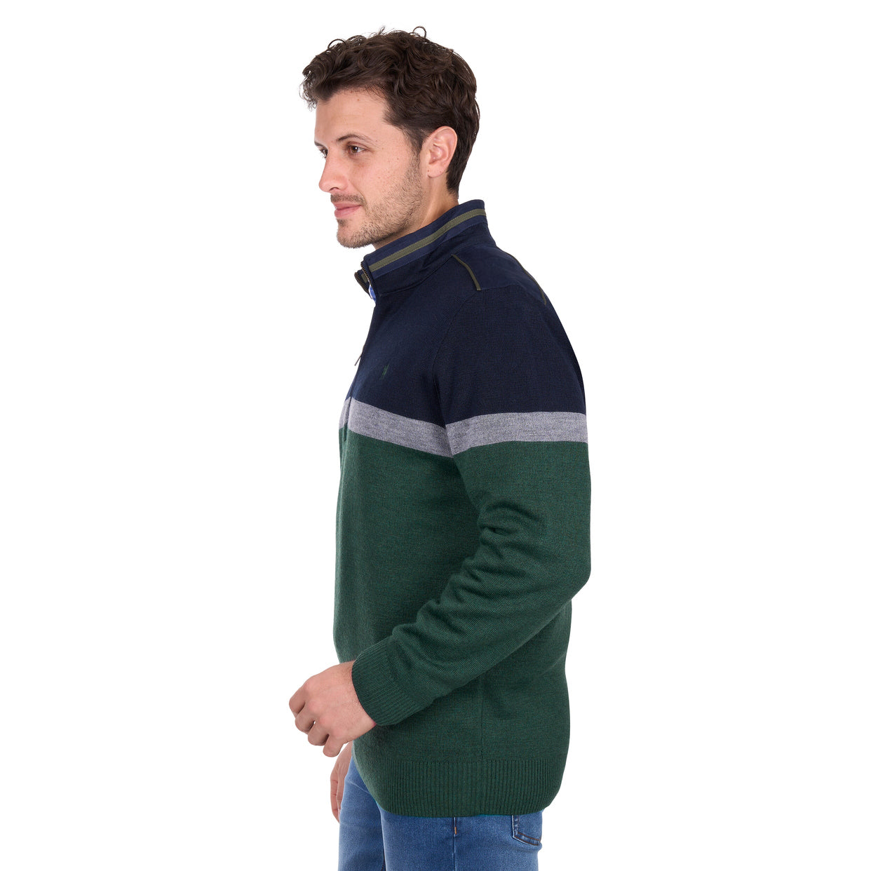 Thomas Cook Mens Troy 1/4 Zip Jumper (T6W1523003) Navy/Green Marle