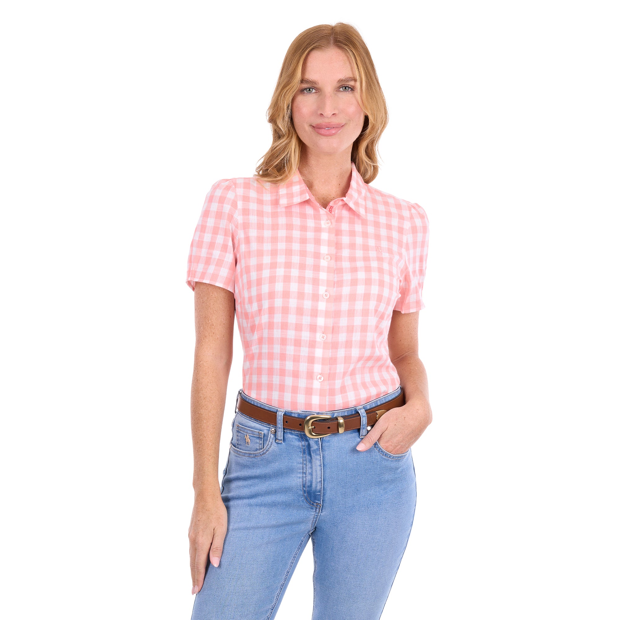 Thomas Cook Womens Agnes S/S Shirt (T6S2113074) Peach/White