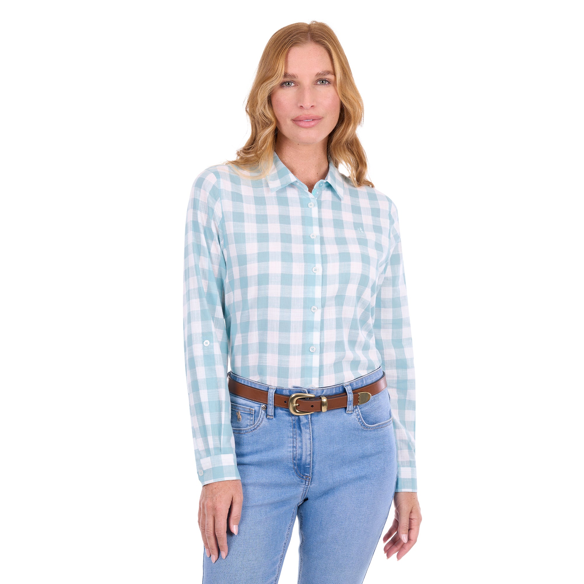 Thomas Cook Womens Eliza L/S Shirt (T6S2130065) Pastel Turquoise/White