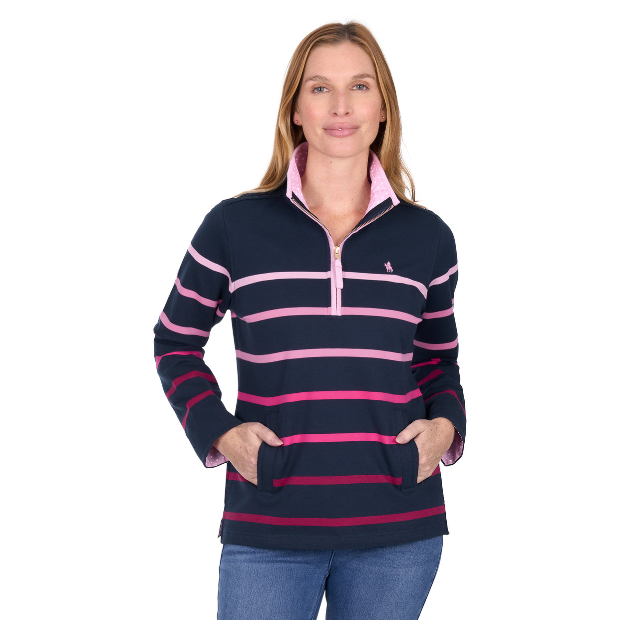 Thomas Cook Womens Gemma 1/4 Zip Rugby (T6W2527075) Pink/Navy
