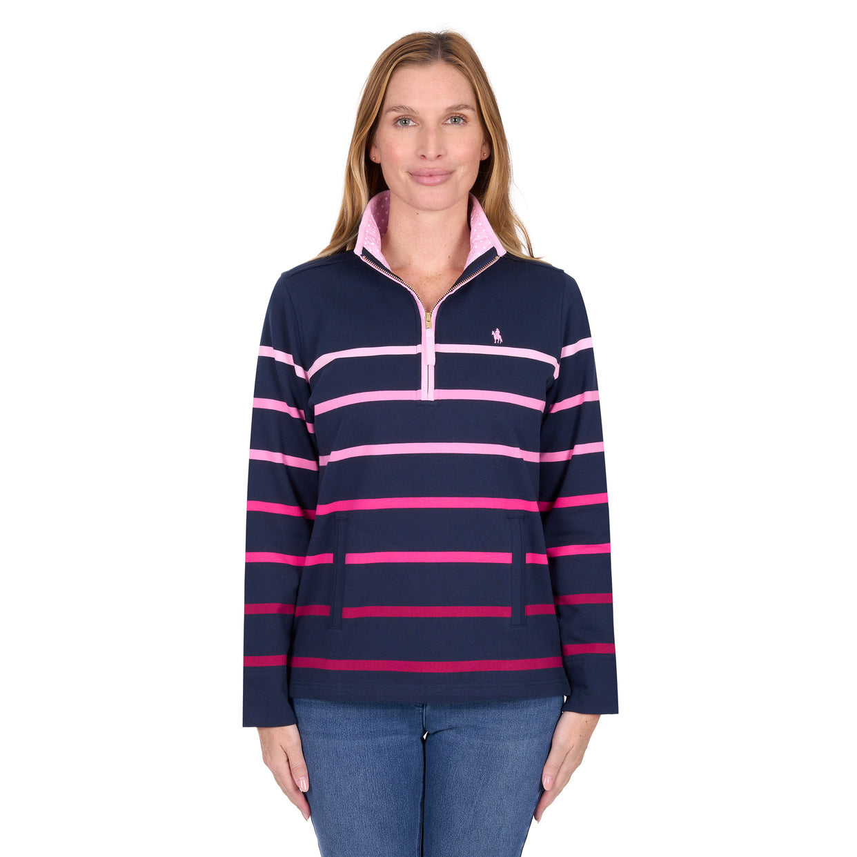 Thomas Cook Womens Gemma 1/4 Zip Rugby (T6W2527075) Pink/Navy