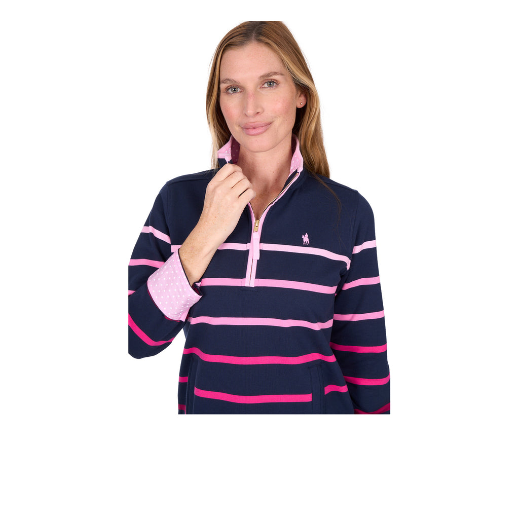 Thomas Cook Womens Gemma 1/4 Zip Rugby (T6W2527075) Pink/Navy