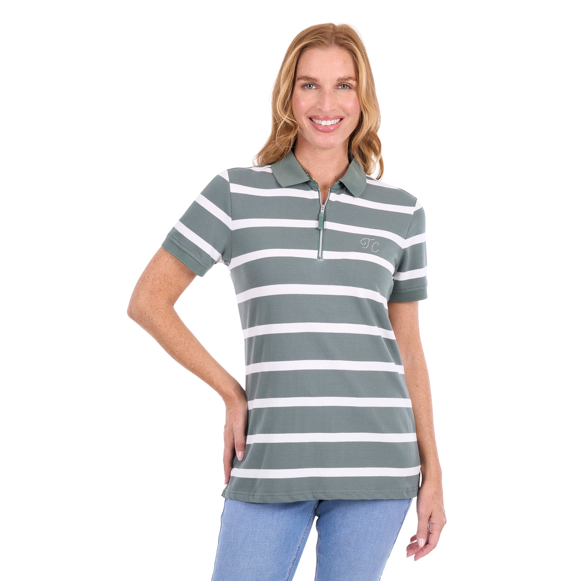 Thomas Cook Womens Lani S/S Polo (T6S2551056) Khaki/White