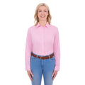 A woman modelling a Thomas Cook Women's Lawson Long Sleeve Shirt (TCP2112178) with blue jeans and a brown belt, shot against a solid white background.