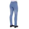 Light wash blue Thomas Cook Women's Suzie Slimmer Leg Jeans 32 Leg (TCP2215128) shown from a 3-4 back view on a model from the waist down, paired with black boots against a plain white background.