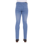 Light wash blue Thomas Cook Women's Suzie Slimmer Leg Jeans 32 Leg (TCP2215128) shown from the back on a model from the waist down, paired with black boots against a plain white background.