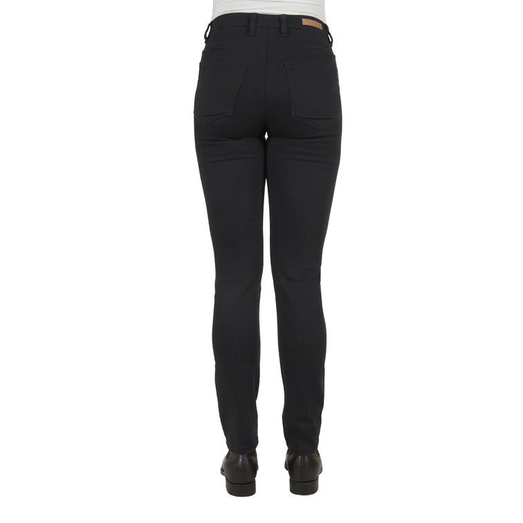 Black Thomas Cook Women's Suzie Slimmer Leg Wonder Jeans 32 Leg (TCP2215128) shown from behind on a model from the waist down, paired with brown leather boots against a plain white background.