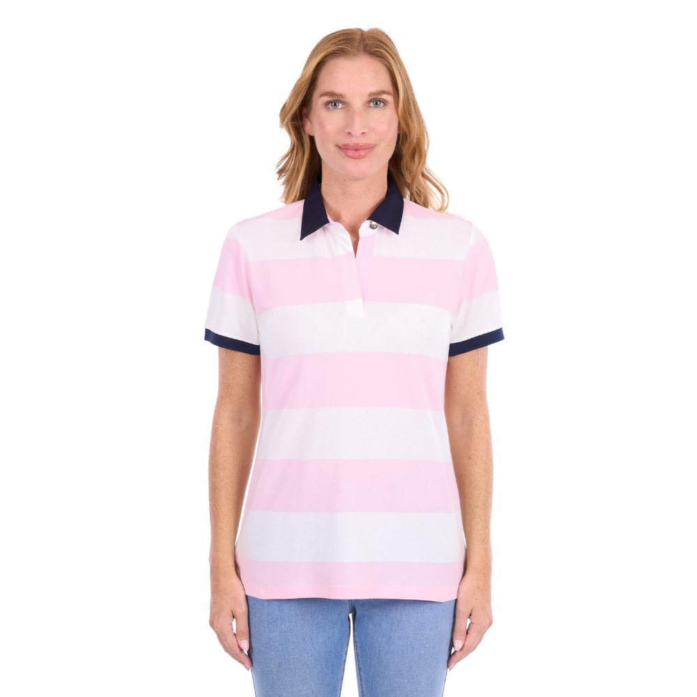 Thomas Cook Womens Tessa S/S Polo (T6S2523054) Pale Pink/White