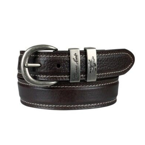 Thomas Cook Forreston Belt (TCP1948BEL) Chocolate coiled on a white background.