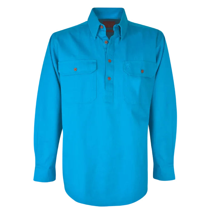 Thomas Cook Heavy Drill 1/2 Button L/S Shirt (TCP1120163) Aqua