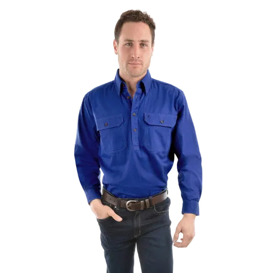 Thomas Cook Heavy Drill 1/2 Button L/S Shirt (TCP1120163) Cobalt