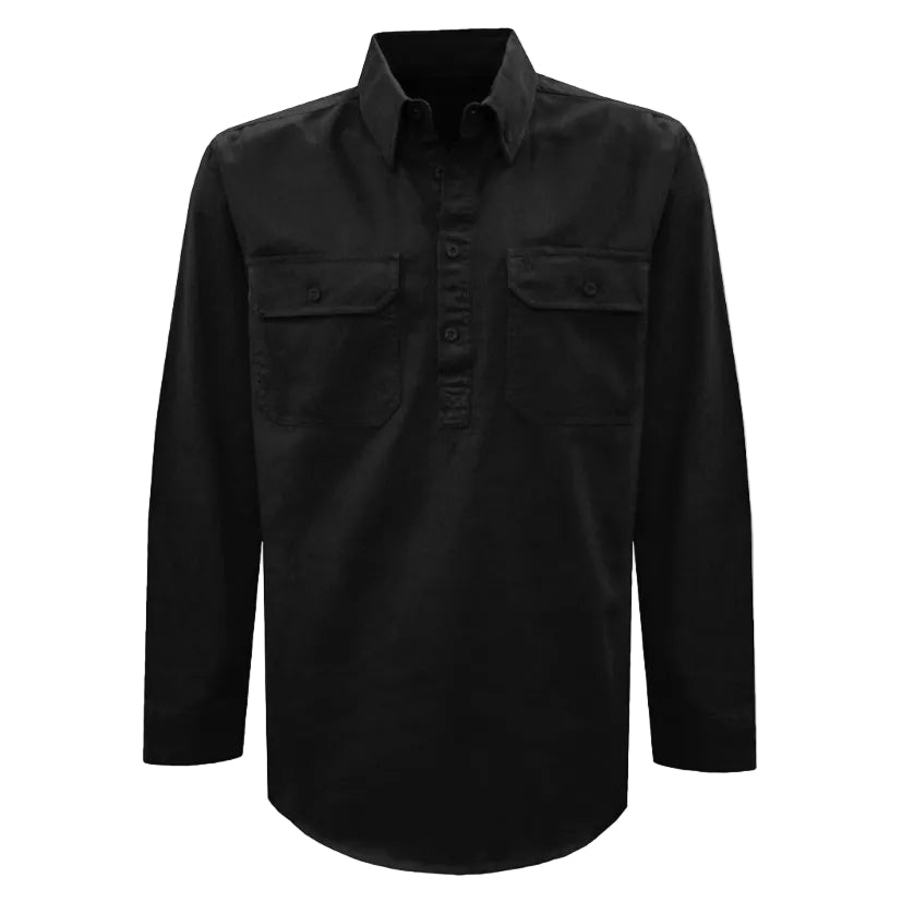 Thomas Cook Heavy Drill 1/2 Button L/S Shirt (TCP1120163) Black