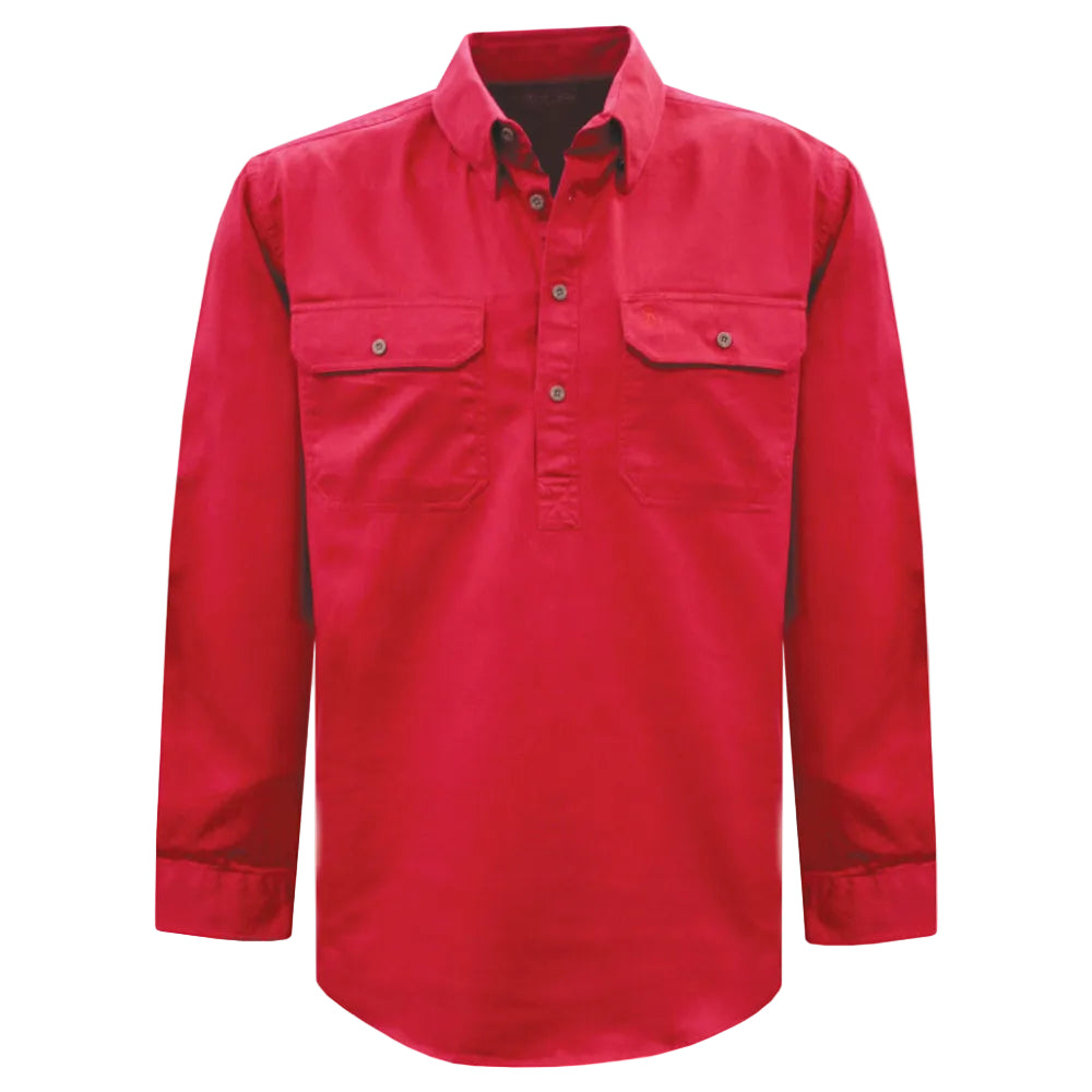 Thomas Cook Heavy Drill 1/2 Button L/S Shirt (TCP1120163) Tomato
