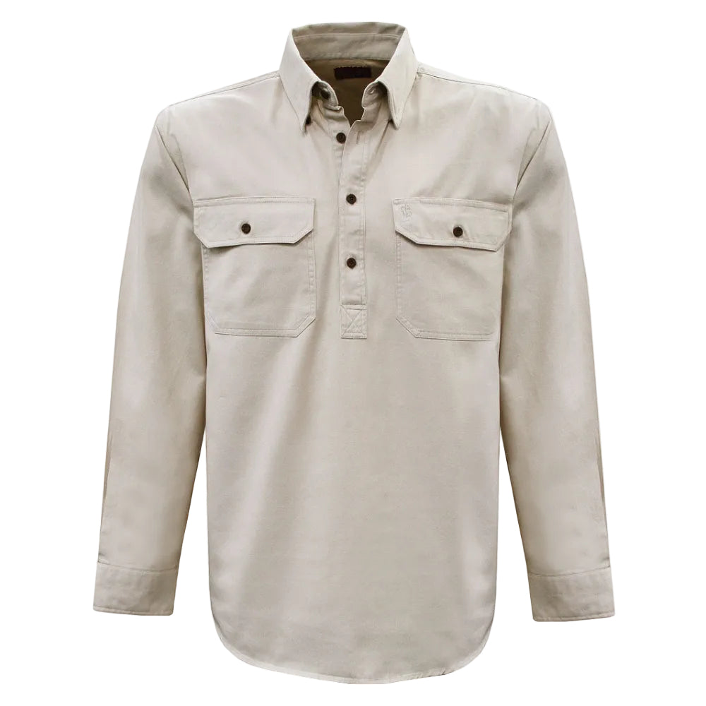 Thomas Cook Light Drill 1/2 Button L/S Shirt (TCP1126005) Bone