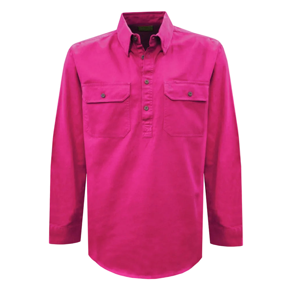 Thomas Cook Light Drill 1/2 Button L/S Shirt (TCP1126005) Hot Pink [SD]