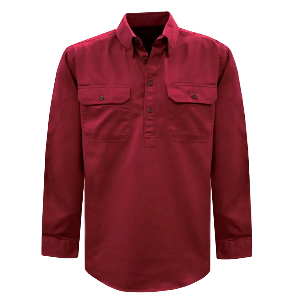 Thomas Cook Light Drill 1/2 Button L/S Shirt (TCP1126005) Red
