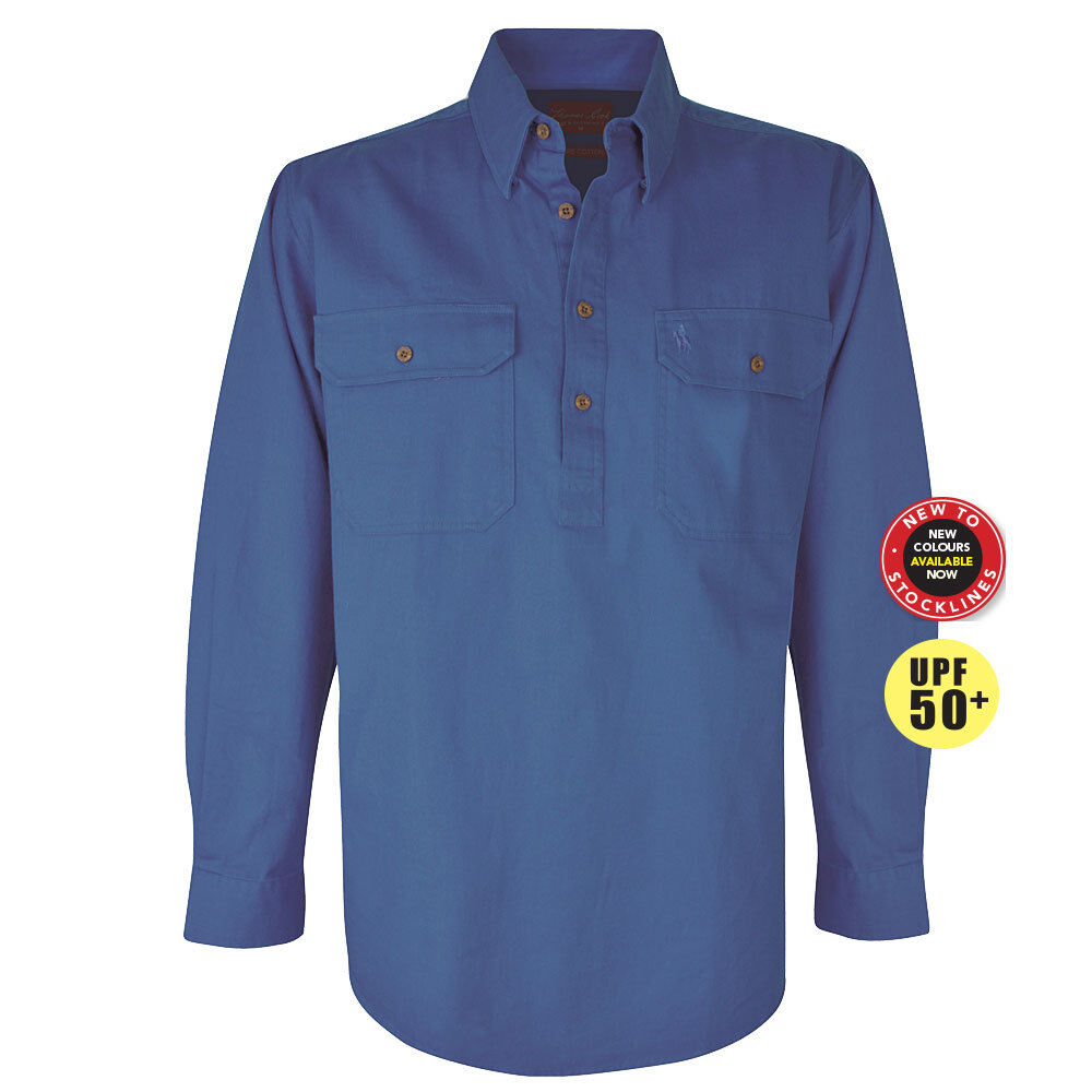 Thomas Cook Light Drill 1/2 Button L/S Shirt (TCP1126005) Wedgewood