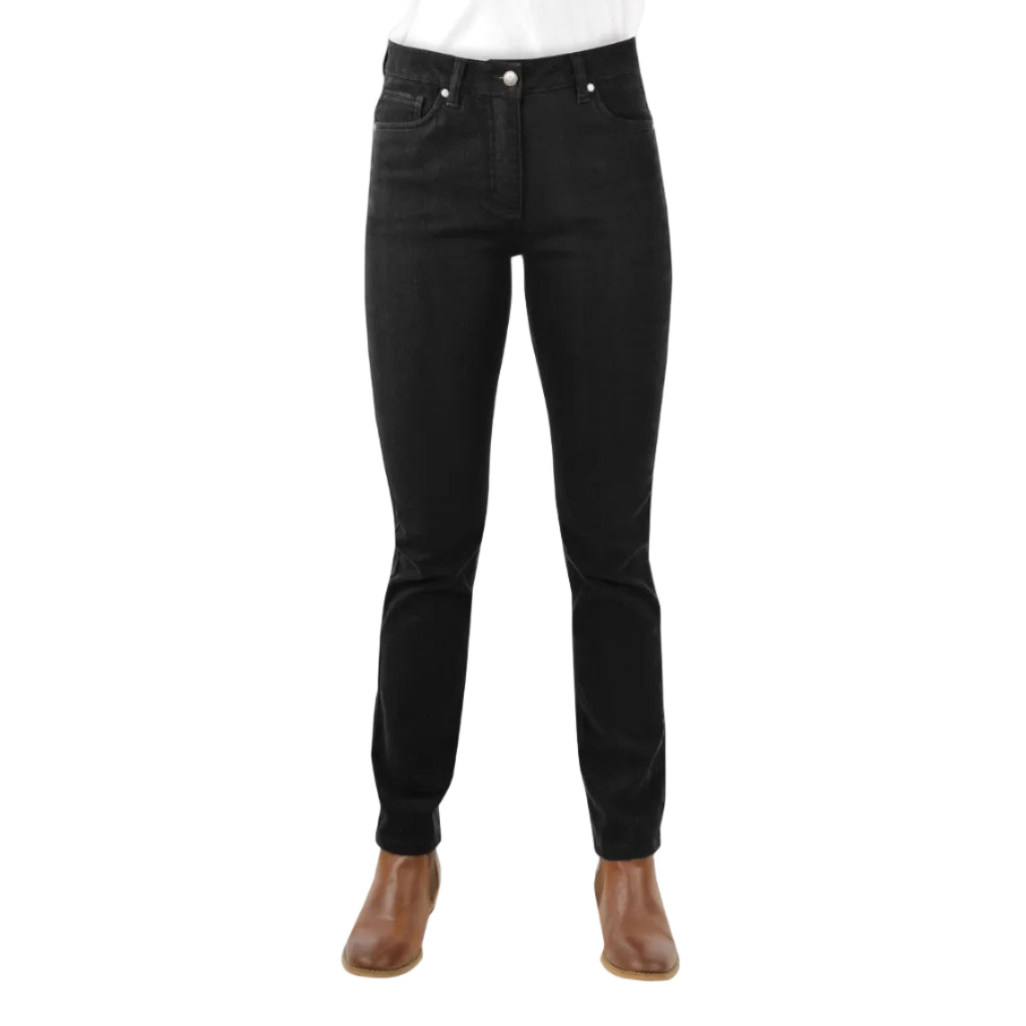Thomas Cook Womens Coloured Wool Denim Wonder Jeans - 32 Leg (TCP2215171) Black [SD]