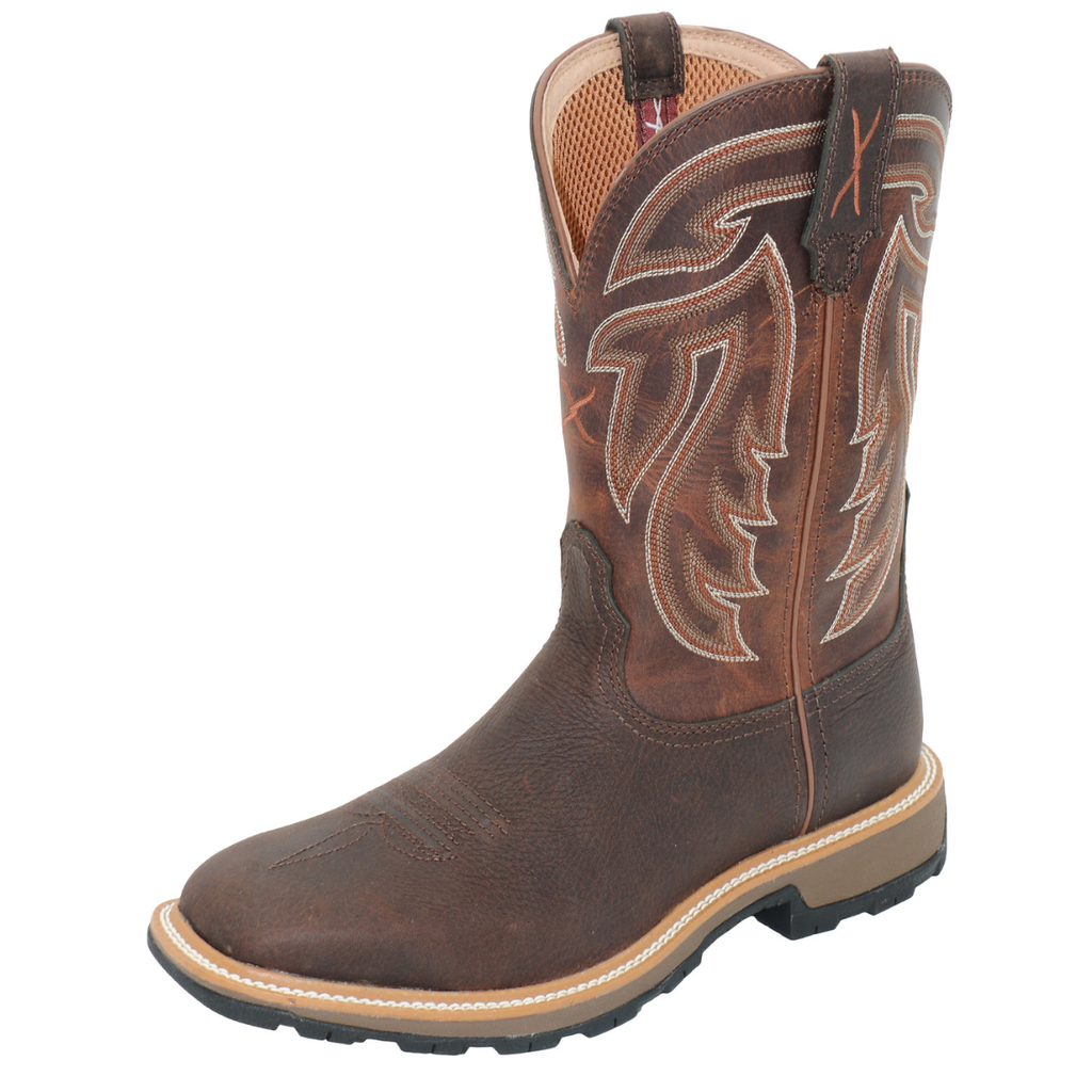 Twisted X Mens 11 Ultralite Work Western Boots (TCMUB0001) Chocolate/Burnt Brown