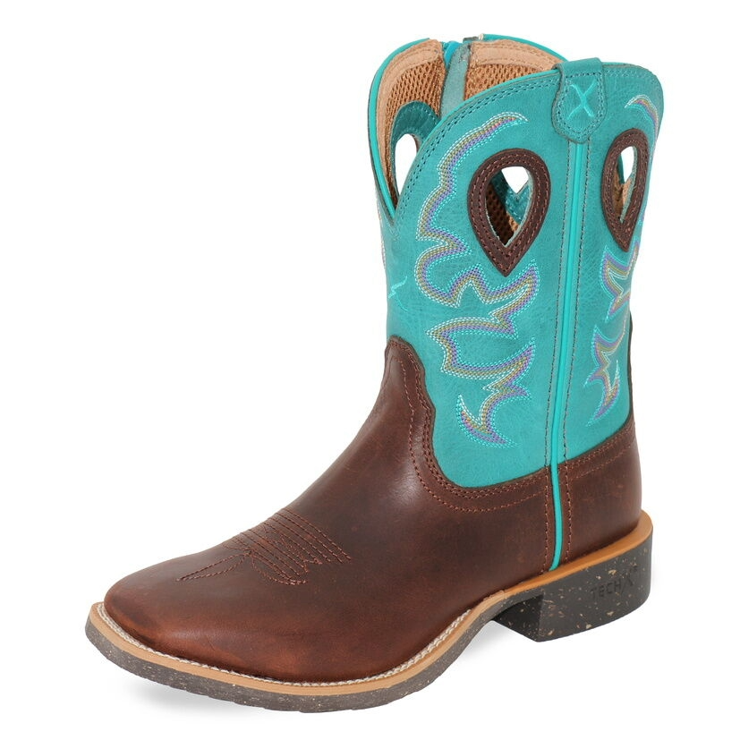 Twisted X Womens 9" Tech X2 Zip Western Boots (TCWXTR016) Chocolate Truffle/Blue Ocean