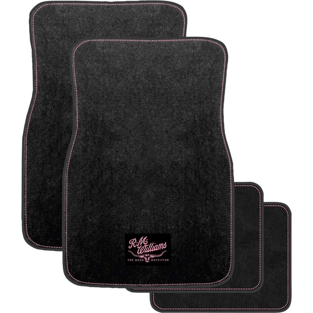 R.M.Williams Carpet Floor Mats Set of 4 (CMRMJPNKS4) Black/Pink [SD]