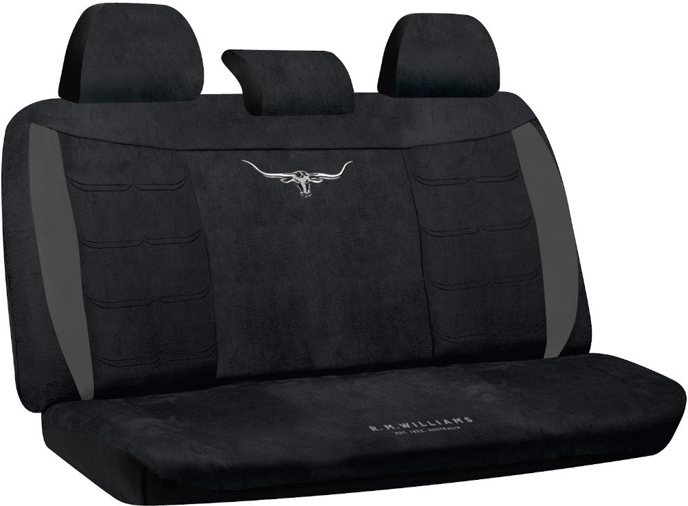 R.M.Williams Longhorn Velour Rear Seat Cover (VLRMW23BX-BLK06) Black