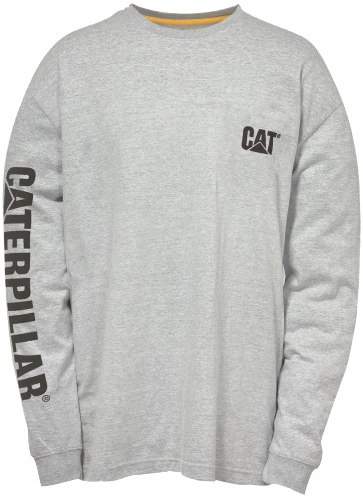 CAT Mens Trademark Banner L/S Tee (1510034) Heather Grey 4XL
