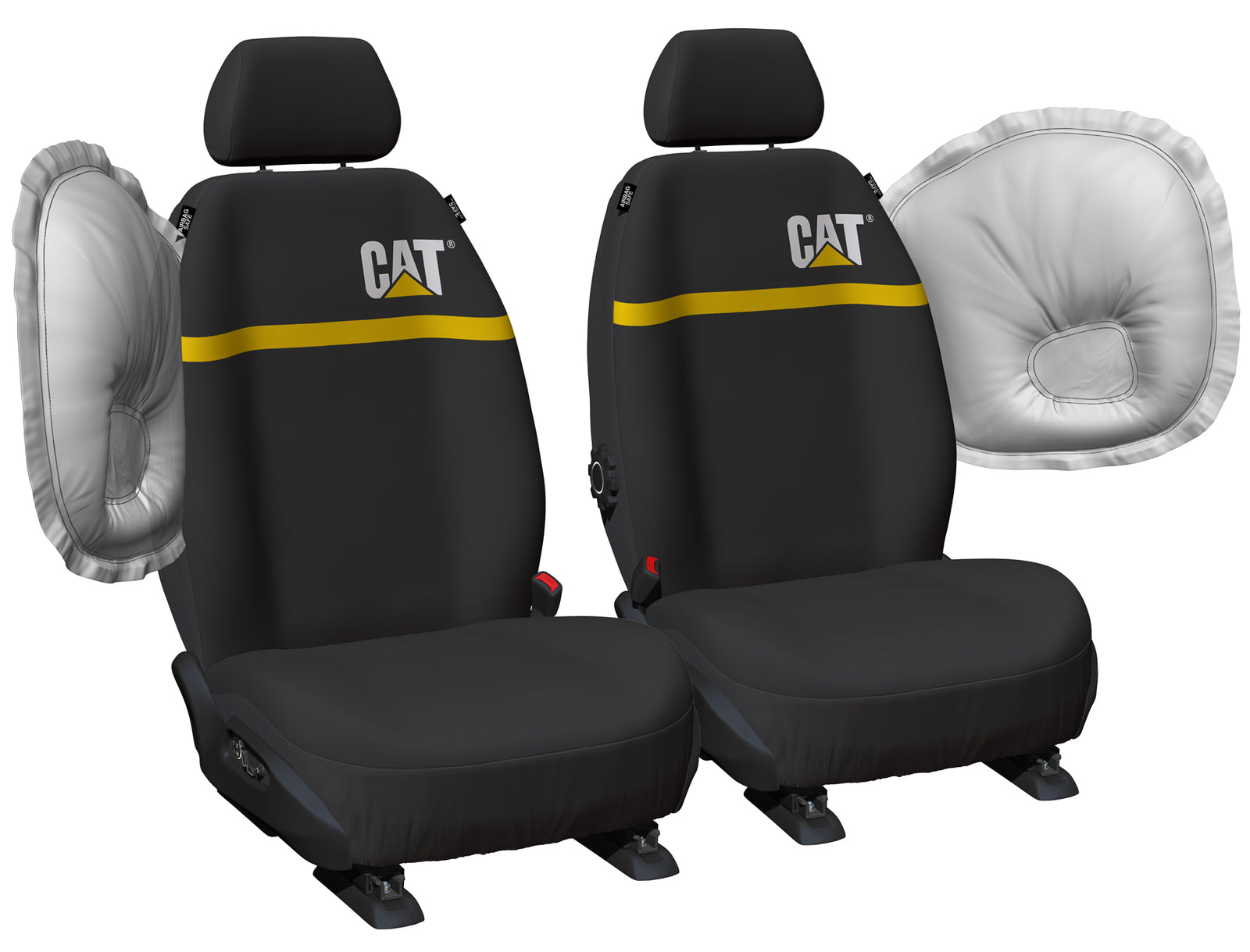 CAT 9oz Poly Canvas & Neoprene Seat Covers (NCCATBX-BLK30) Black/Yellow 30
