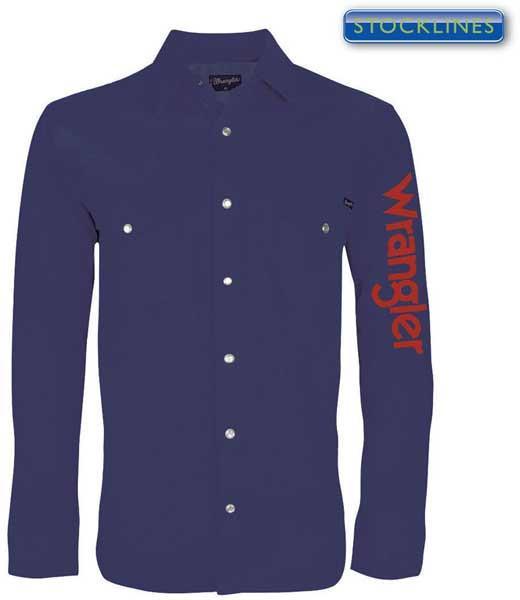 Wrangler Mens Logo Rodeo L/S Drill Shirt (XCP1116020) Navy M